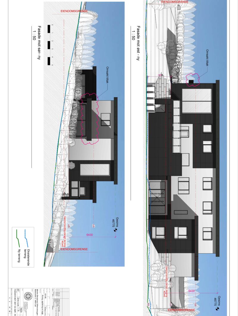 E3 Østhellinga 5 FASADER MOT ØST OG SØR NYE